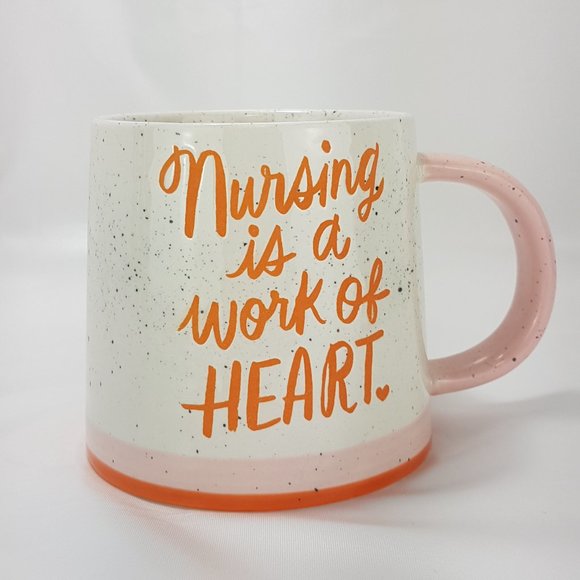 HALLMARK Statement Mug Teacup Nursing is a Work of Heart Quote Pink Orange - Picture 9 of 15